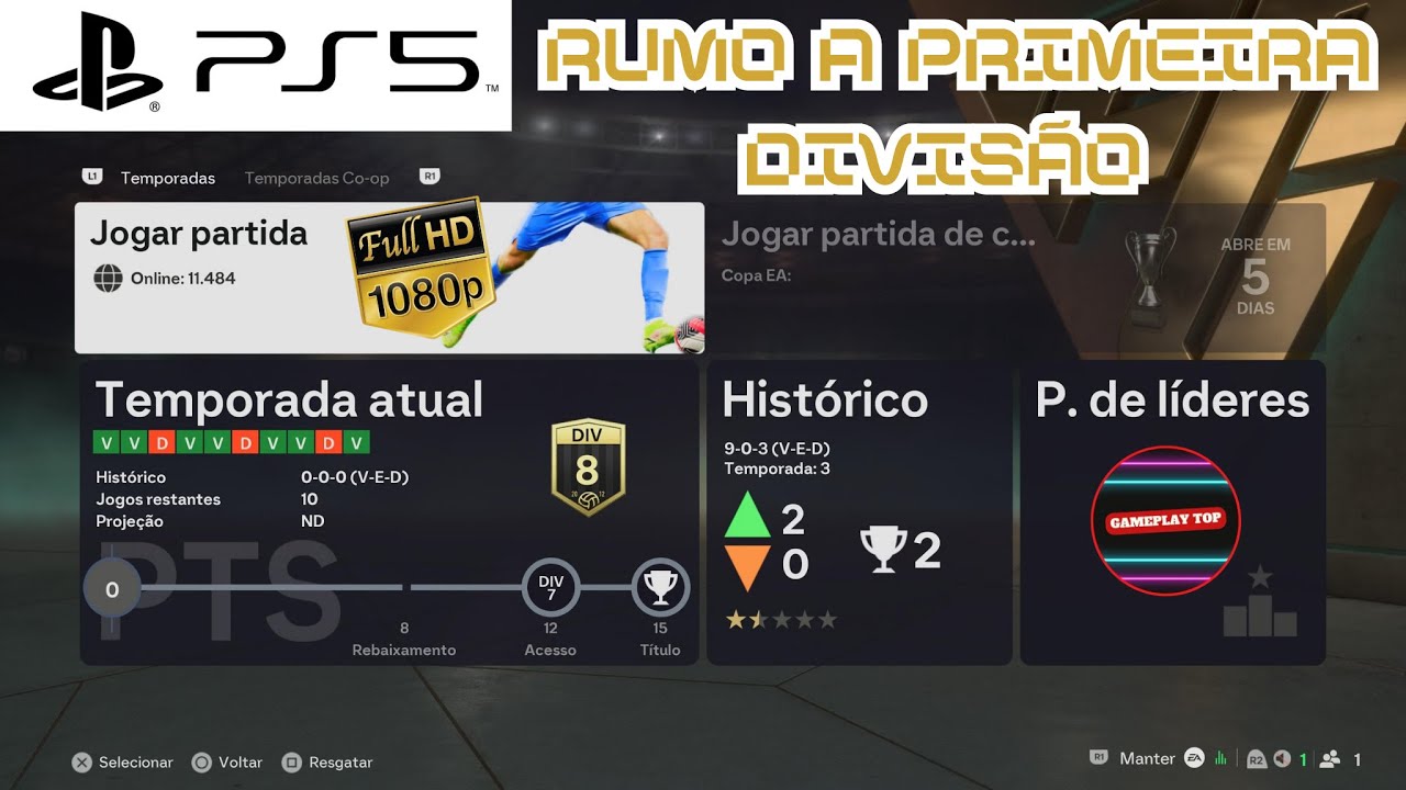Live FC26 Temporada on-line Rumo 1 DivisãoNo PS5