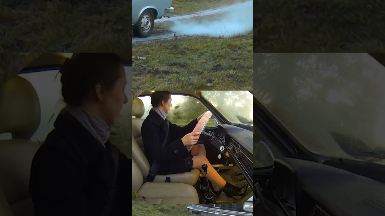 Mature woman sexy revving and stalling in boots #cargirl #pedalpumping #exhaust #smoke