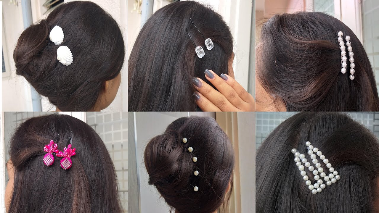 6 Trendy Hair pins !! Hair pins Making At Home !! DIY Hair Clips !!!