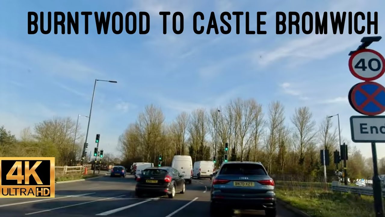Driving in England- Burntwood to Castle Bromwich  via countryside route/travel diversity