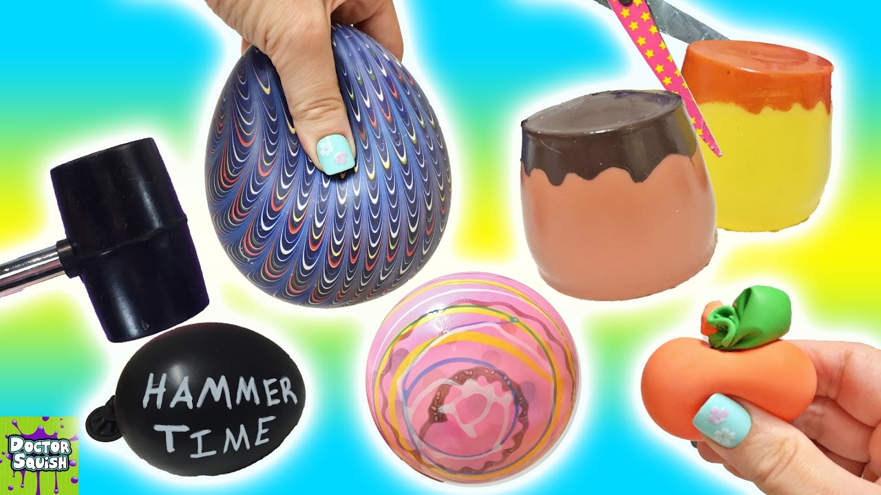 What's Inside Squishy Toys! ALL Homemade! Surprise Squishy Pudding Stress Balls