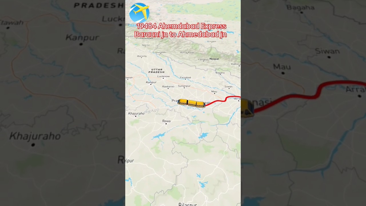 19484 Ahmedabad Express Barauni jn to Ahmedabad jn Train route 🚂 sab subscribe karo #shorts