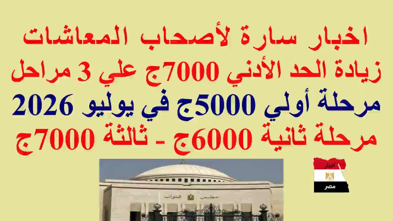 #أخبار سارة لأصحاب #المعاشات//7000ج حد أدني علي مراحل//تمويل الزيادة من عوائد استثمار أموال المعاشات