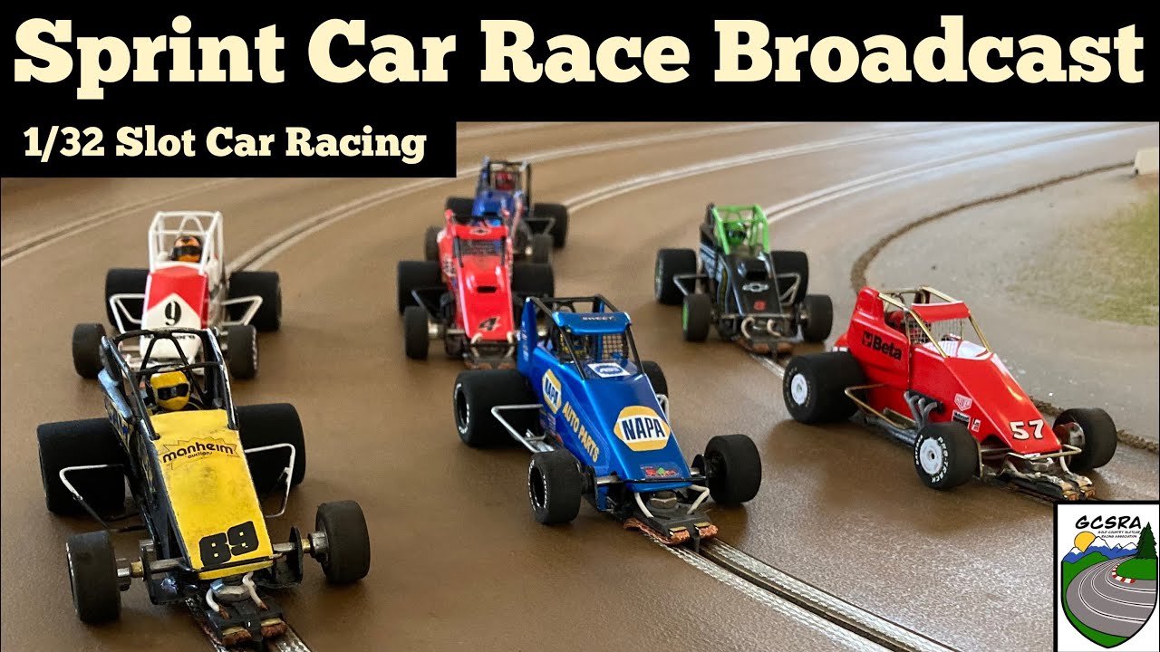 1/32 Slot Car Race: Dirt Track Sprints