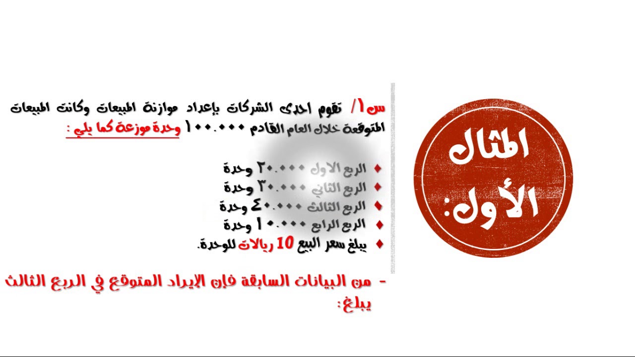 شرح سؤال موازنة المبيعات