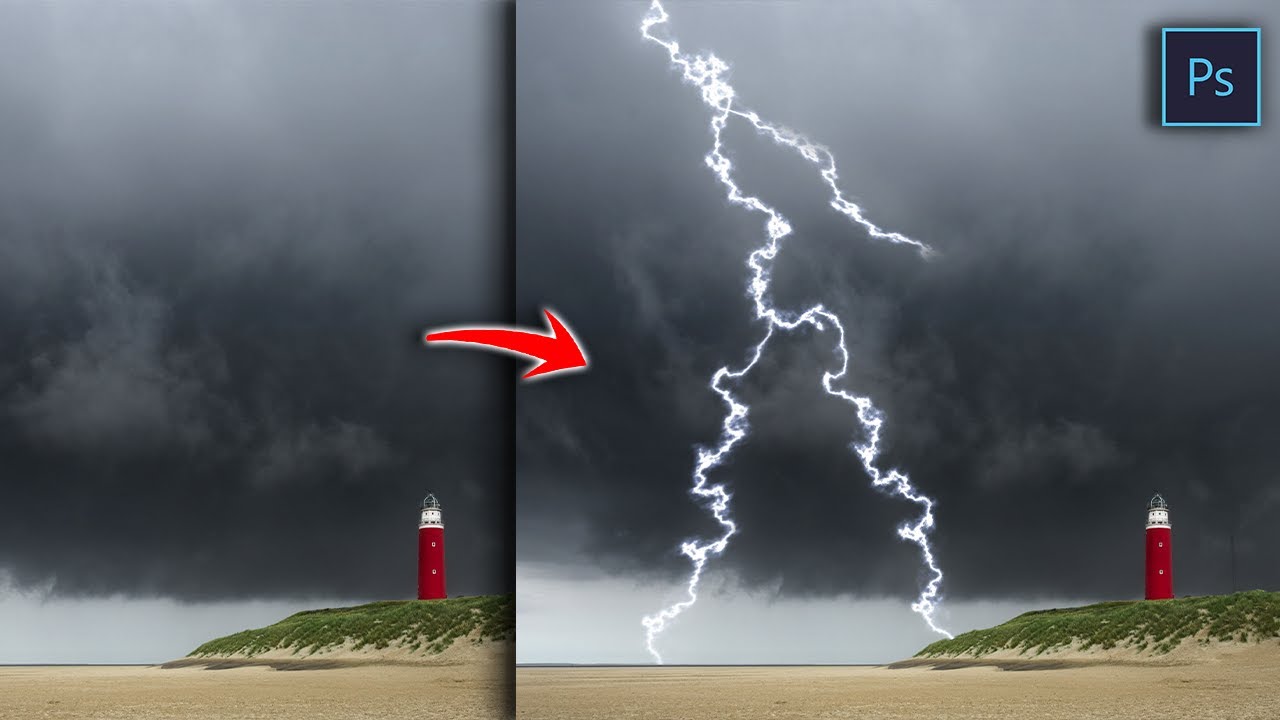 How To: Lightning Effect In Photoshop (3 Min) | Create Lightning Using Difference Clouds Filter