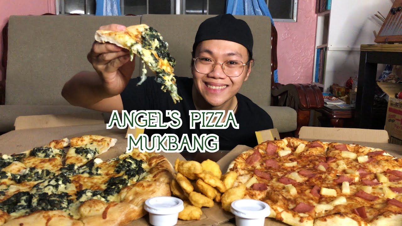 ANGEL'S PIZZA MUKBANG (CREAMY SPINACH DIP 💚)