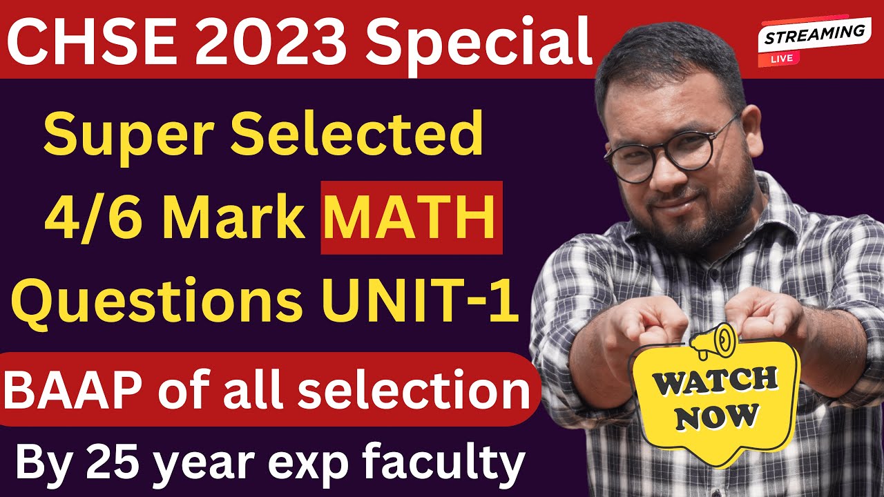 CHSE 2023 | Math selection 4/6 mark questions | UNIT-1 | DP Chemistry