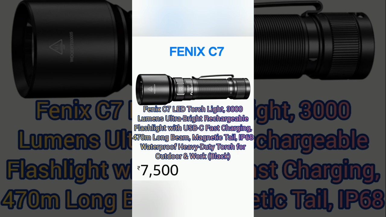 Fenix C7 LED Torch Light, 3000 Lumens Ultra-Bright Rechargeable Flashlight with USB