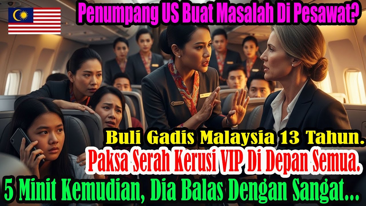 Penumpang Amerika buli gadis Malaysia 13 tahun di kelas pertama; pramugari akhir tunduk minta maaf!!