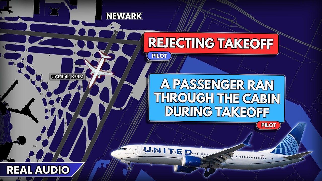 Passenger runs through the cabin during takeoff roll at Newark. Real ATC
