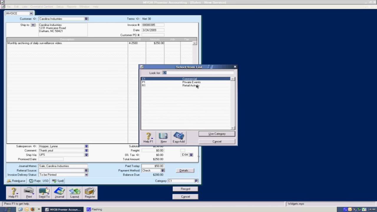 Part 7 - Enter Sales, Recurring Transactions, Applied Payment Details - MYOB Premier Accounting