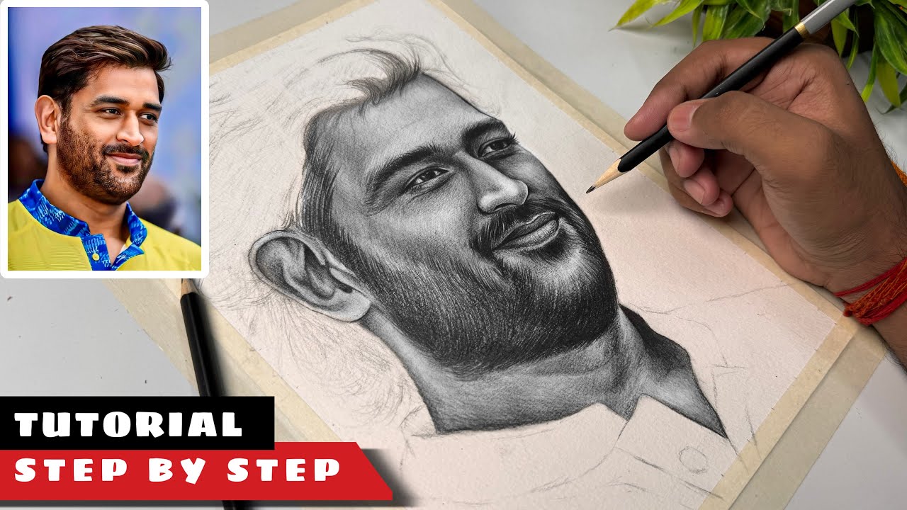 MS Dhoni Drawing, Face Shading Tutorial,  Pencil Sketch 😍