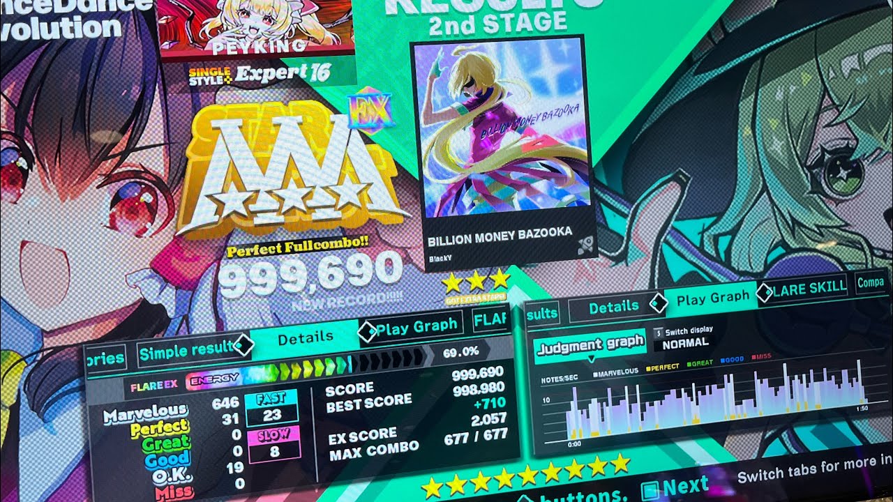 (DDR World) 16 PFC#188 BILLION MONEY BAZOOKA (ESP-16) 999,690!!!