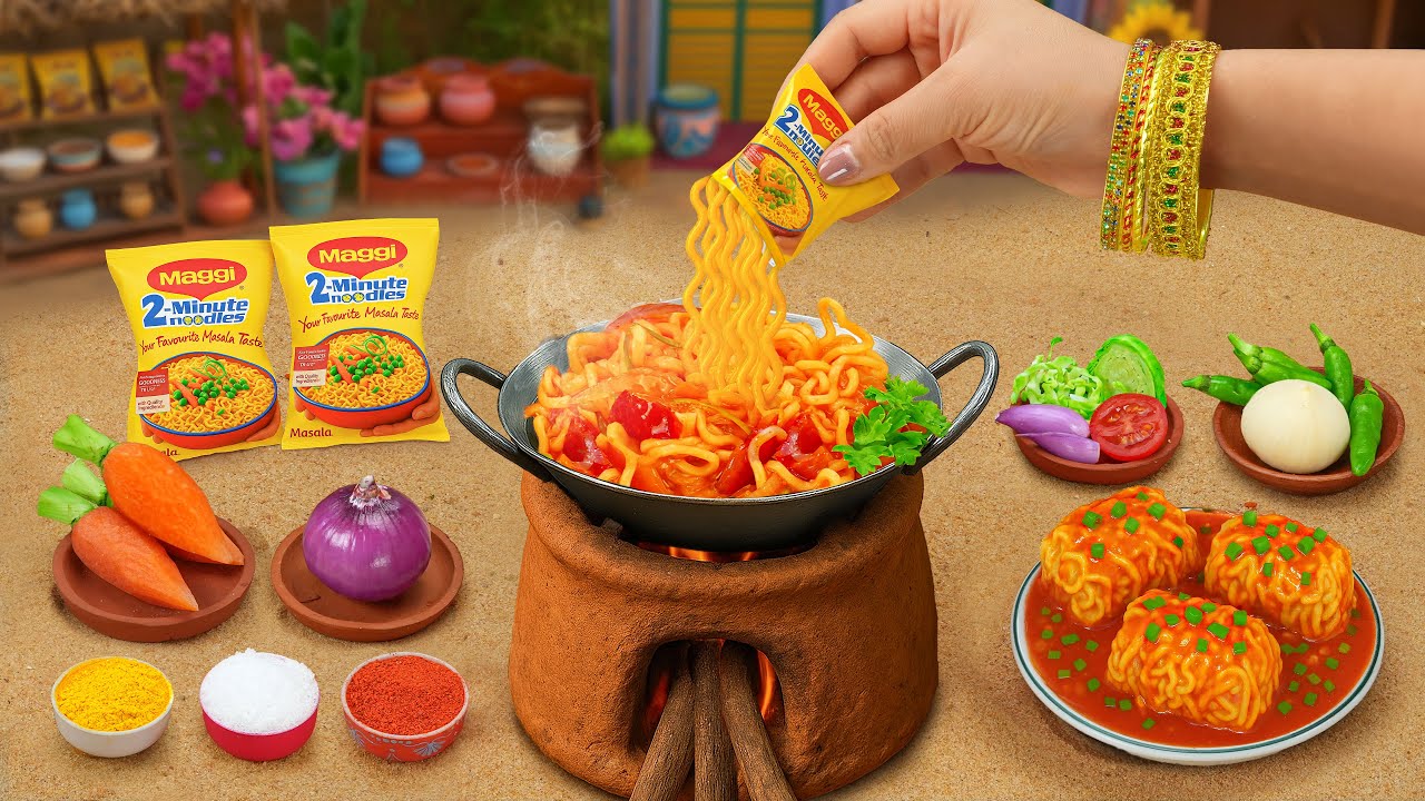 Fried Maggie Noodles Recipe 🍜 Miniature Cooking Crispy Masala Noodles Rolls🔥Tara Mini Food