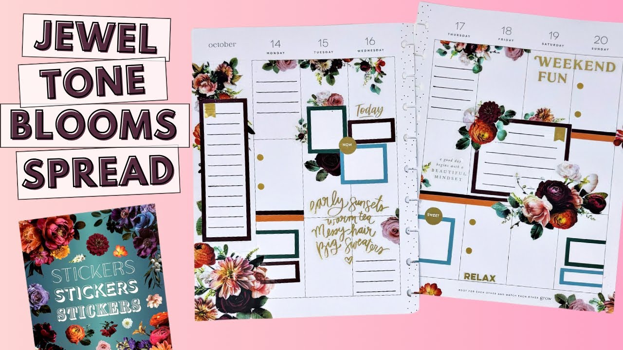 PLAN WITH ME | JEWEL TONE BLOOMS SPREAD | THE HAPPY PLANNER