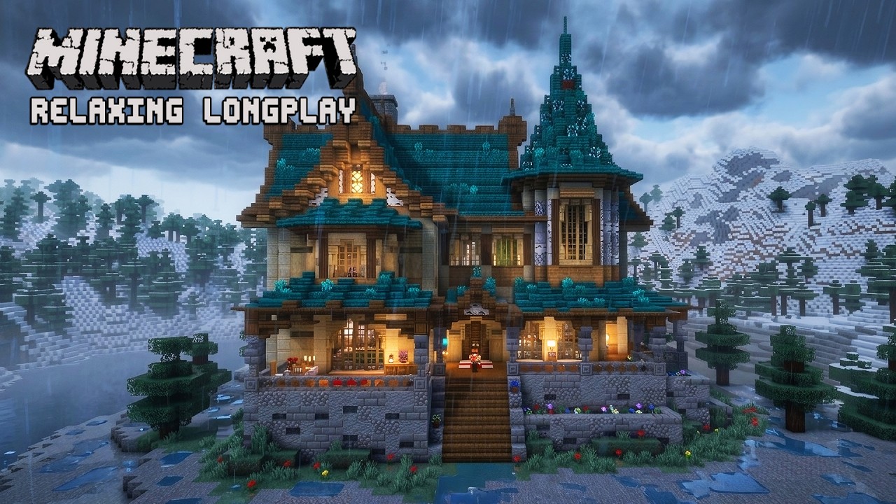 Rainy Valley - Building a Cozy Cottage House | Minecraft Relaxing Longplay (No Commentary)