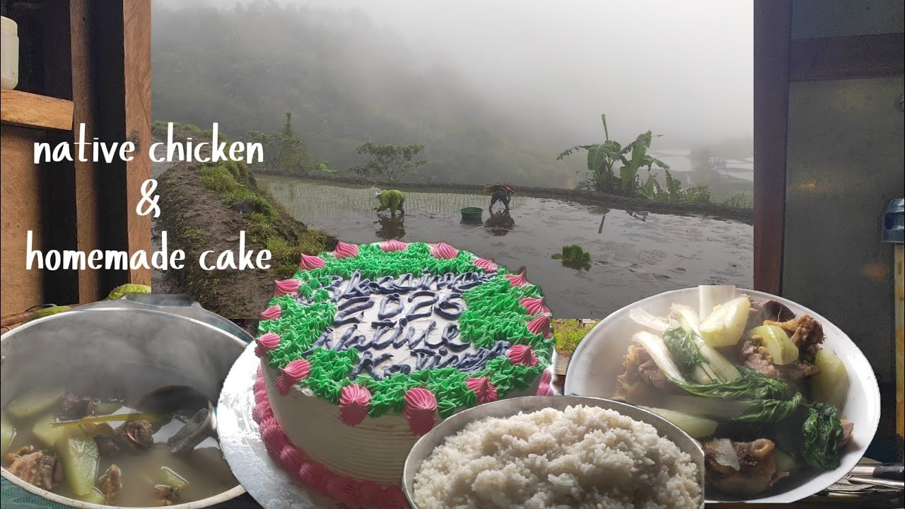 Native Chicken for Breakfast & Homemade Cake for Merienda | Rice Planting