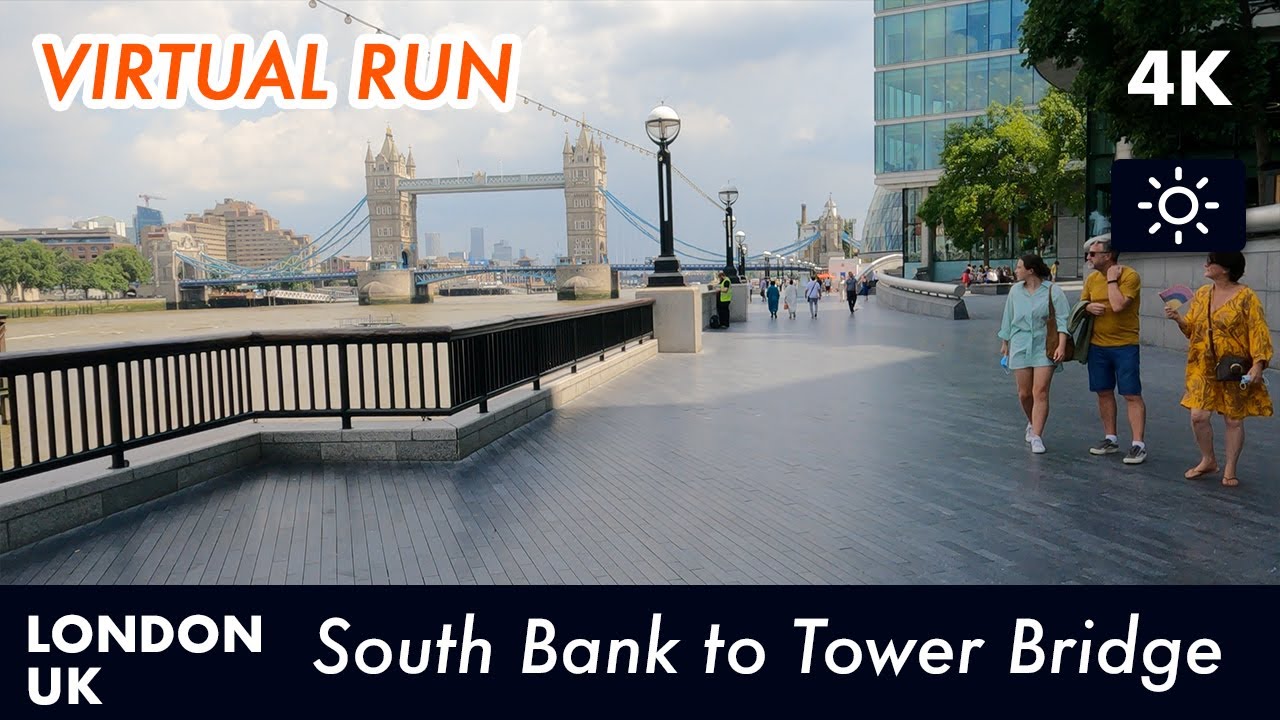 South Bank to Tower Bridge, London, UK Virtual Run | Virtual Running Videos For Treadmill in 4k