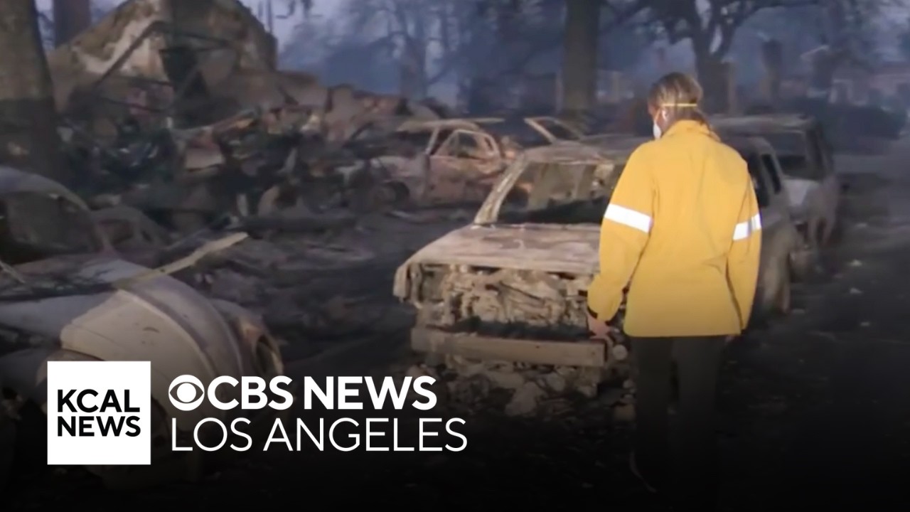 Footage shows blocks burned to rubble by California wildfires