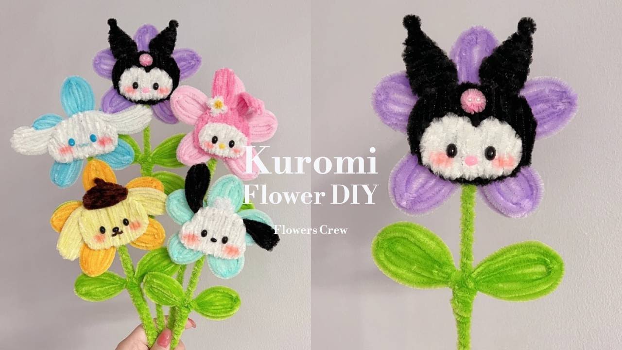 How to Make Kuromi Flower with Pipe Cleaners | Sanrio Kuromi DIY Easy ♡