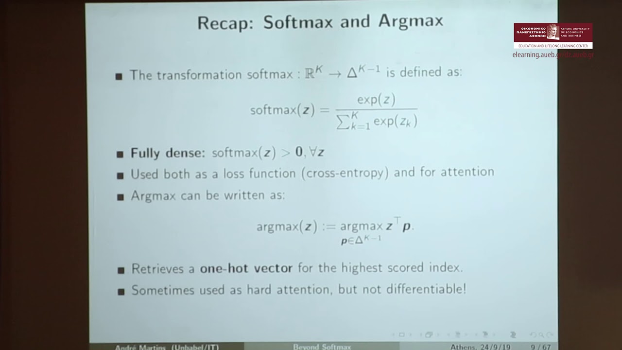 Andre Martins - Softmax: Adaptively Sparse Transformers