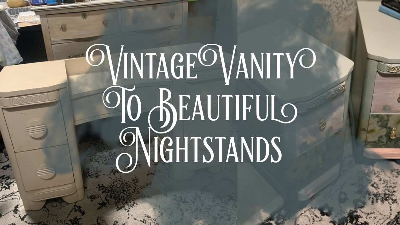 Beat Up Vintage Vanity To A Lovely Set Of Nightstands | Blended Decoupage | Elegant Upgrades