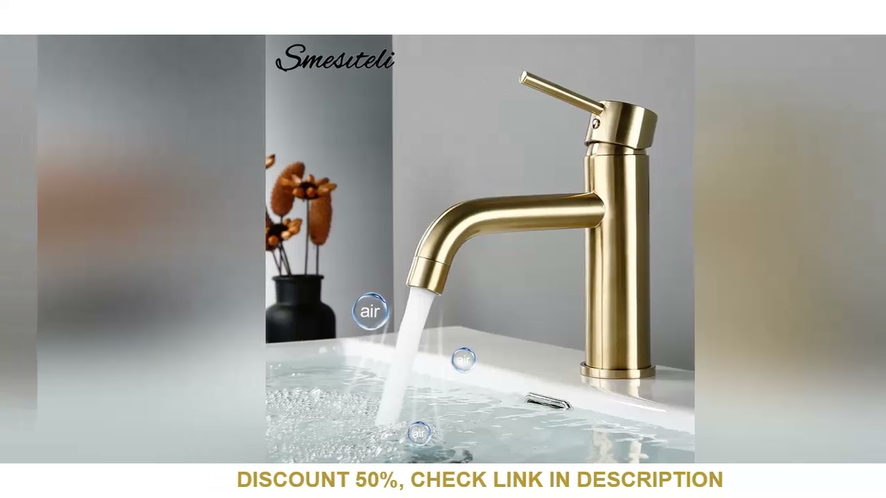 Brushed Gold Basin Faucet Solid Brass Hot And Cold Water Basin Mixer Sink Tap Deck Mounted Bathroom