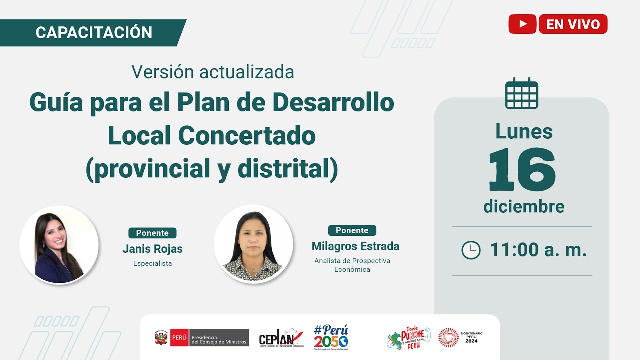 Versi&oacute;n actualizada de la 📘 Gu&iacute;a para el Plan de Desarrollo Local Concertado PDLC
