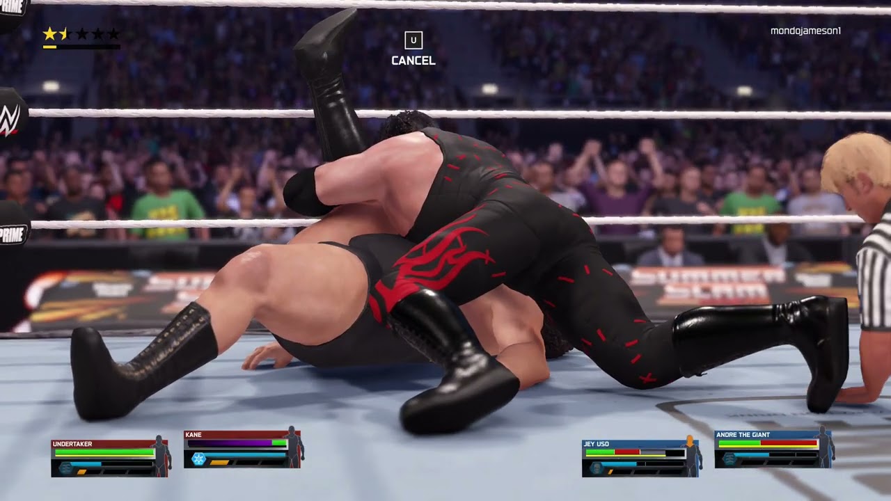 tag team match kane and undertaker vrs jay uso and andre the giant