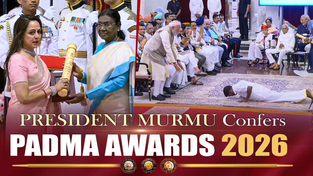 President Murmu presents Padma Awards 2026 at Civil investiture ceremony at Rashtrapati Bhawan