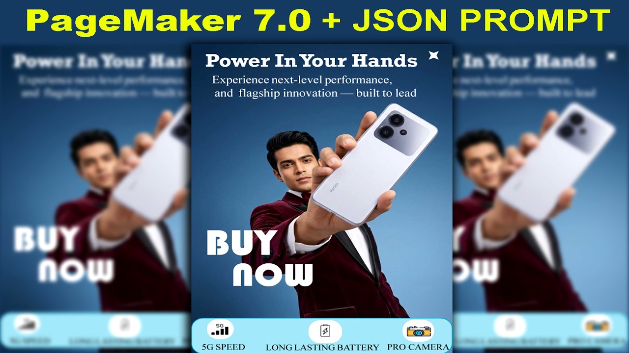 AI JSON Prompt to PageMaker: Create a Premium Commercial luxury Smartphone Advertisement