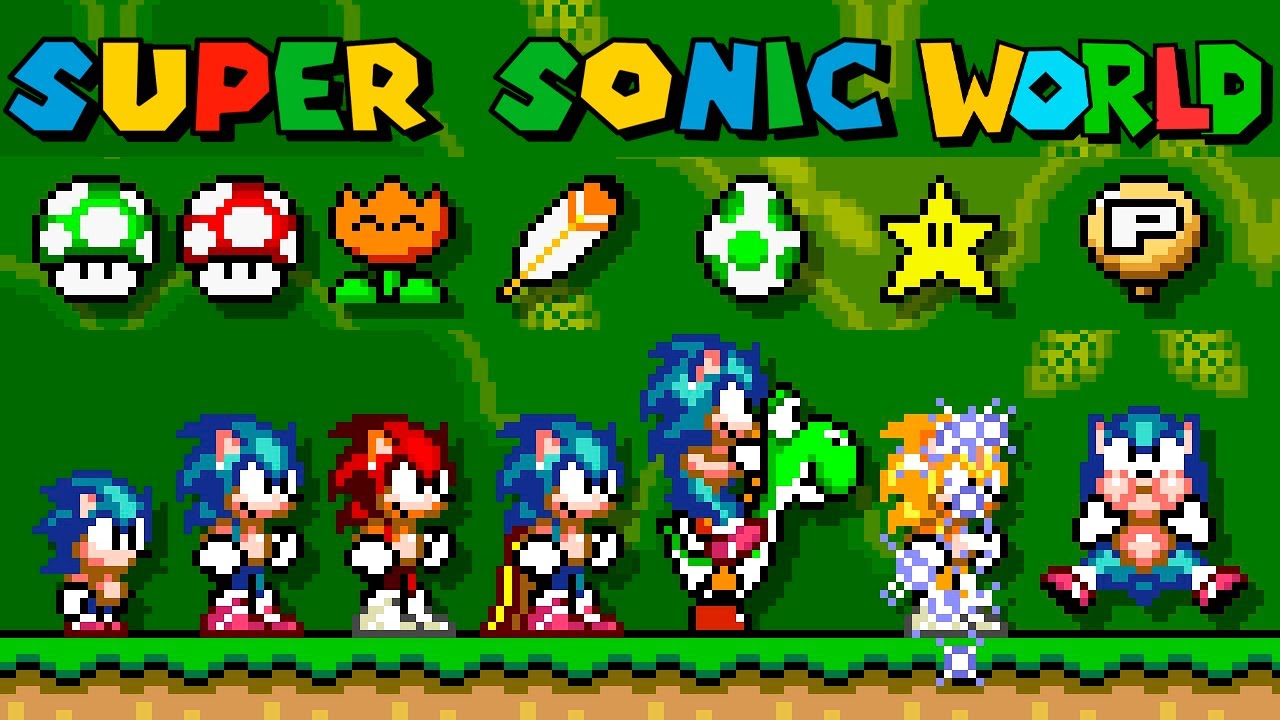 Super Mario World 2 Players Sonic Gameplay 100% + Todas Yoshi Coin + 7 Luas e 15X+ 99 vidas