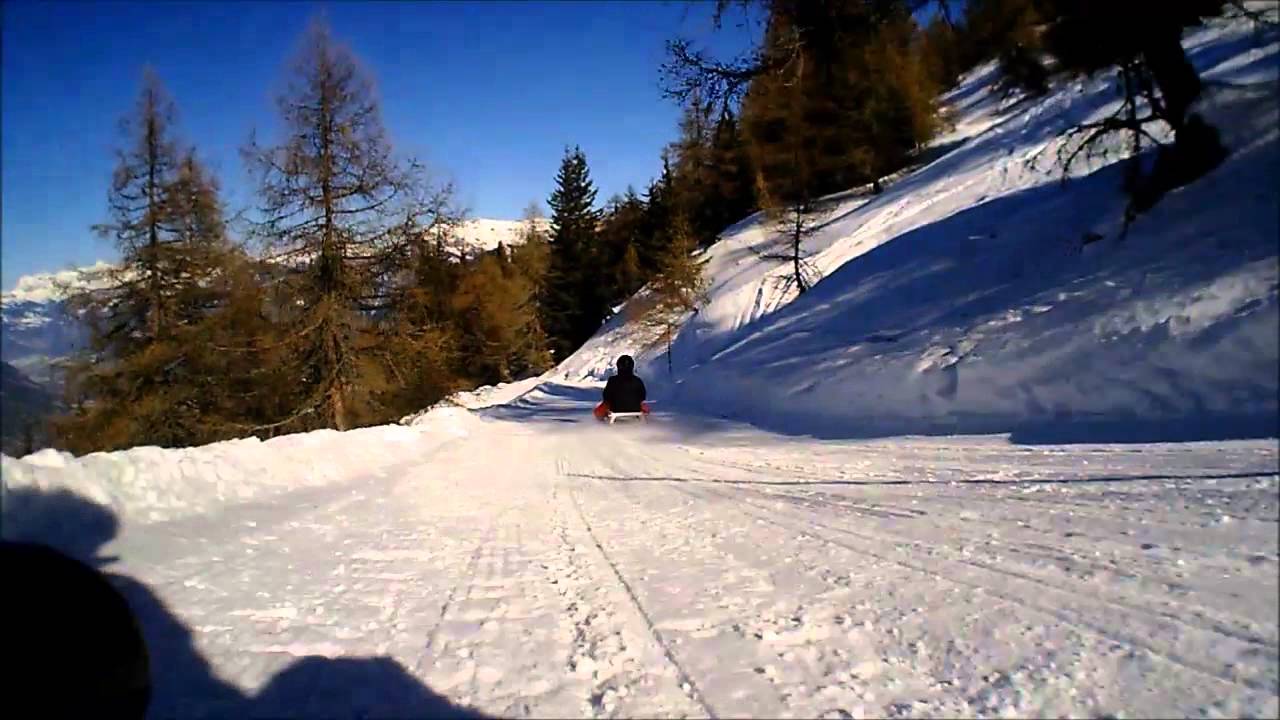 Rodeln in Feldis Nordhang