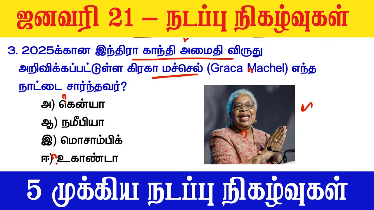 January 20 Current Affairs Questions - ஜனவரி மாத நடப்பு நிகழ்வுகள் 2025