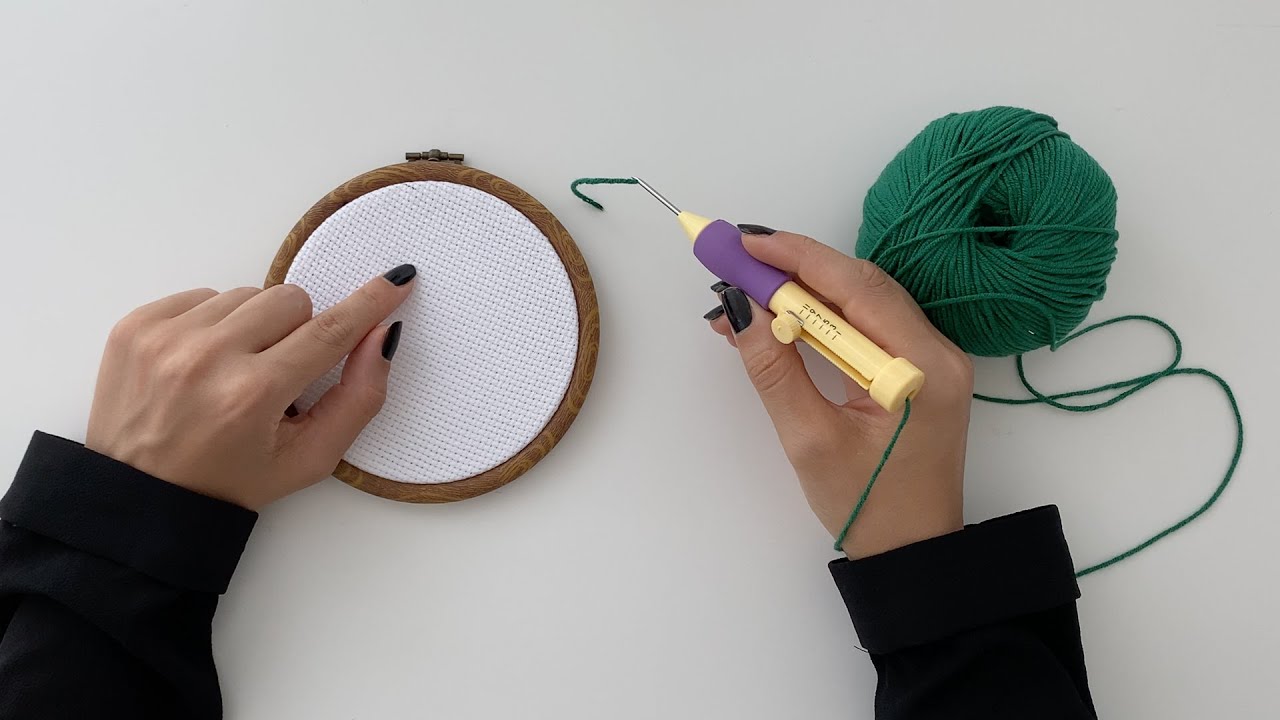 needle punching for beginners /How To Thread A Punch Needle / آموزش نیدل پانچ با تمام نکات