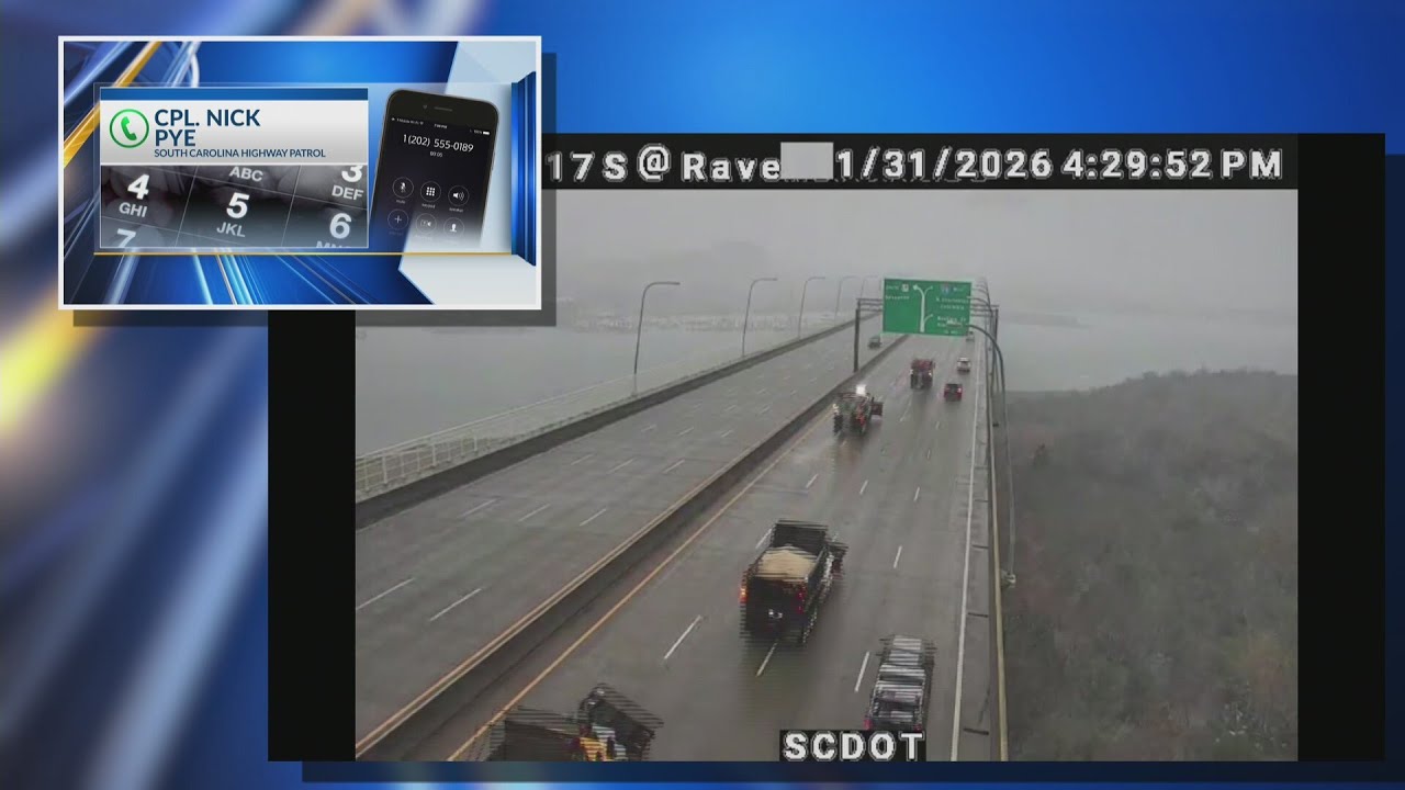 SCHP Cpl. Nick Pye gives update on SC roads as snow falls