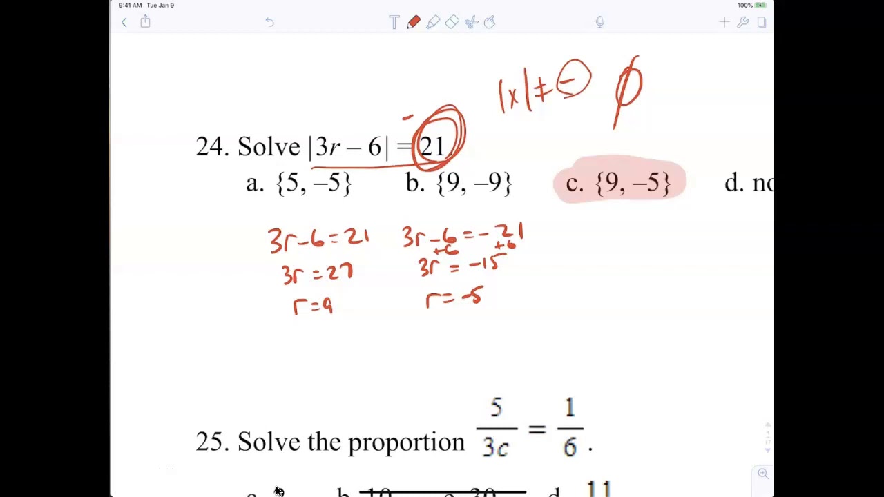 Algebra 1 Practice Exam worked out solutions