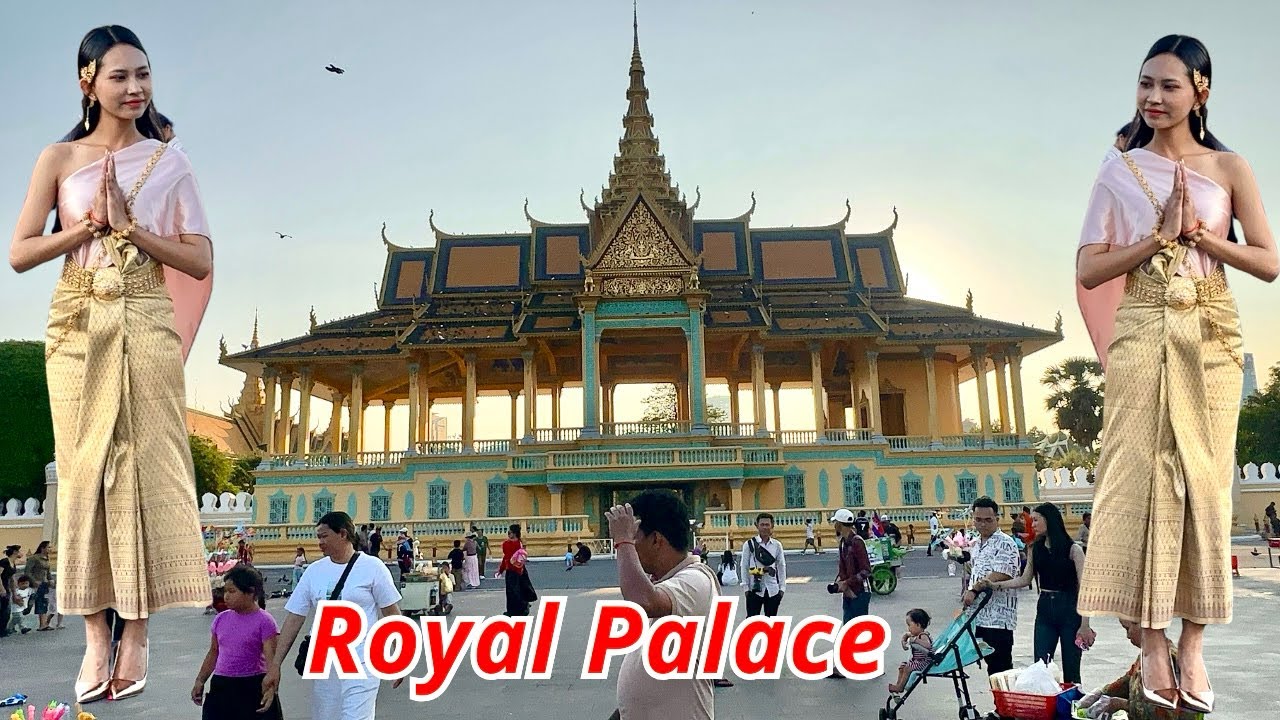 Exploring the Royal Palace Front in Phnom Penh | Cambodia Walking Tour Experience