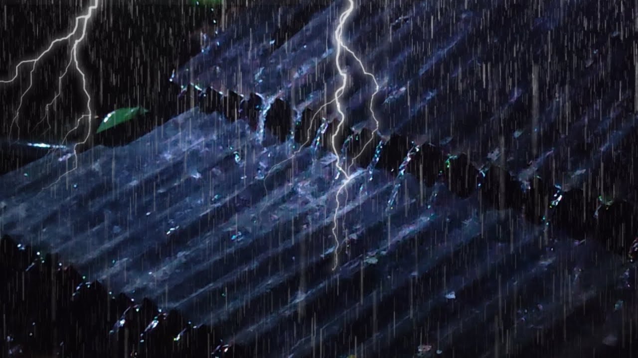 Strong Rain Thunderstorm Sounds for sleeping | Heavy rain at night & intense thunder on old house