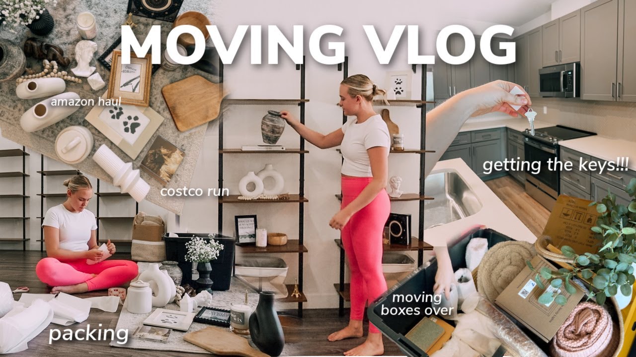 MOVING VLOG #1: getting the keys!!!, packing decor, moving boxes over, costco run, amazon home haul