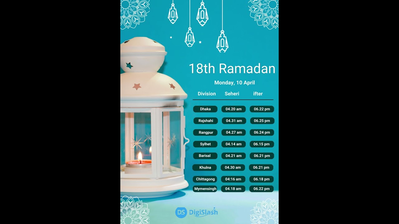 18th Ramadan💙 Sehri & Iftar time of all Division of Bangladesh #shorts