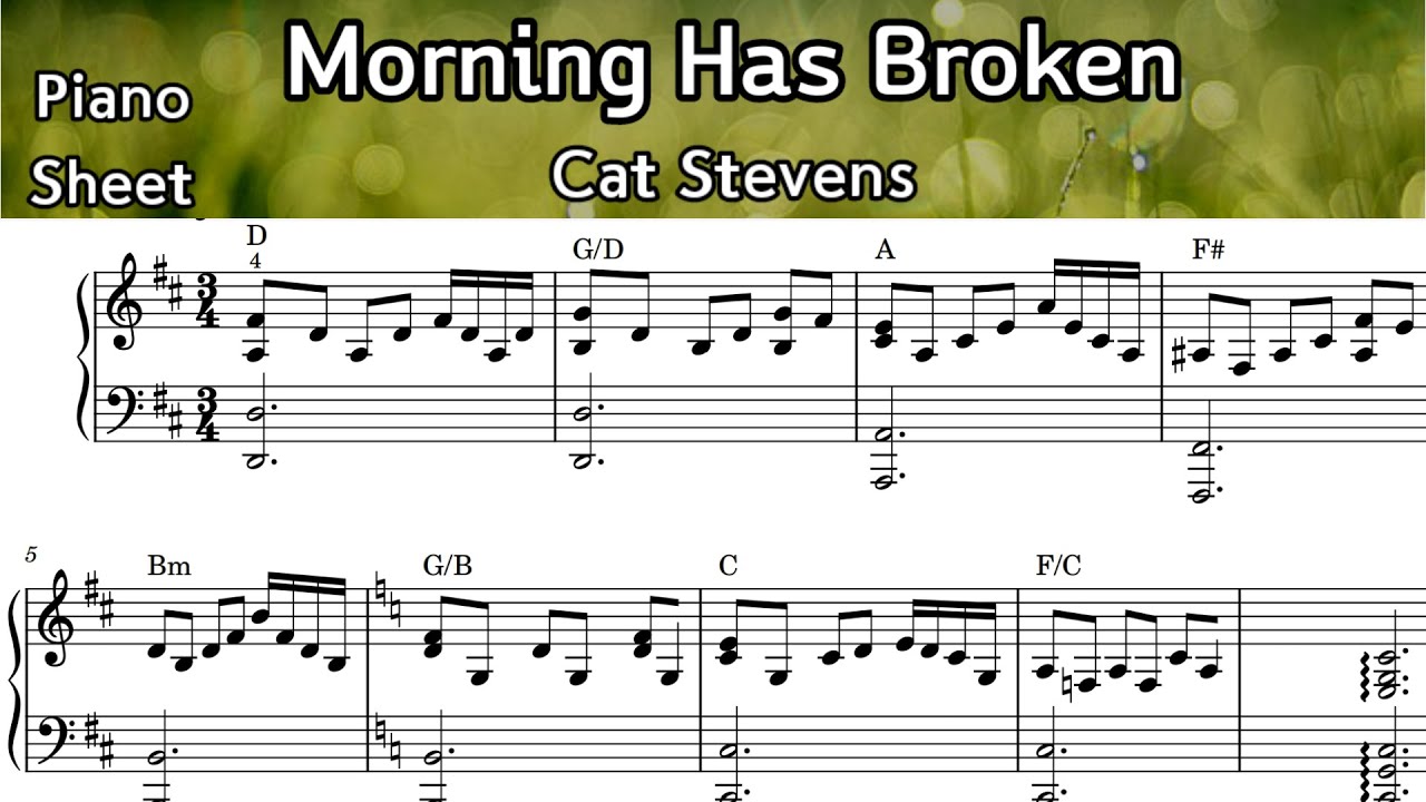 Morning Has Broken/Piano Sheet Music /Cat Stevens/ by SangHeart Play