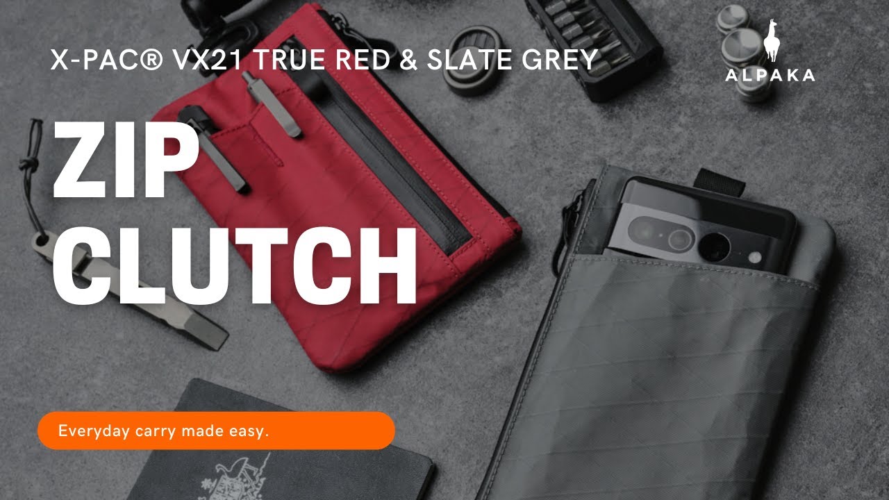 ALPAKA Zip Clutch True Red & Slate Grey