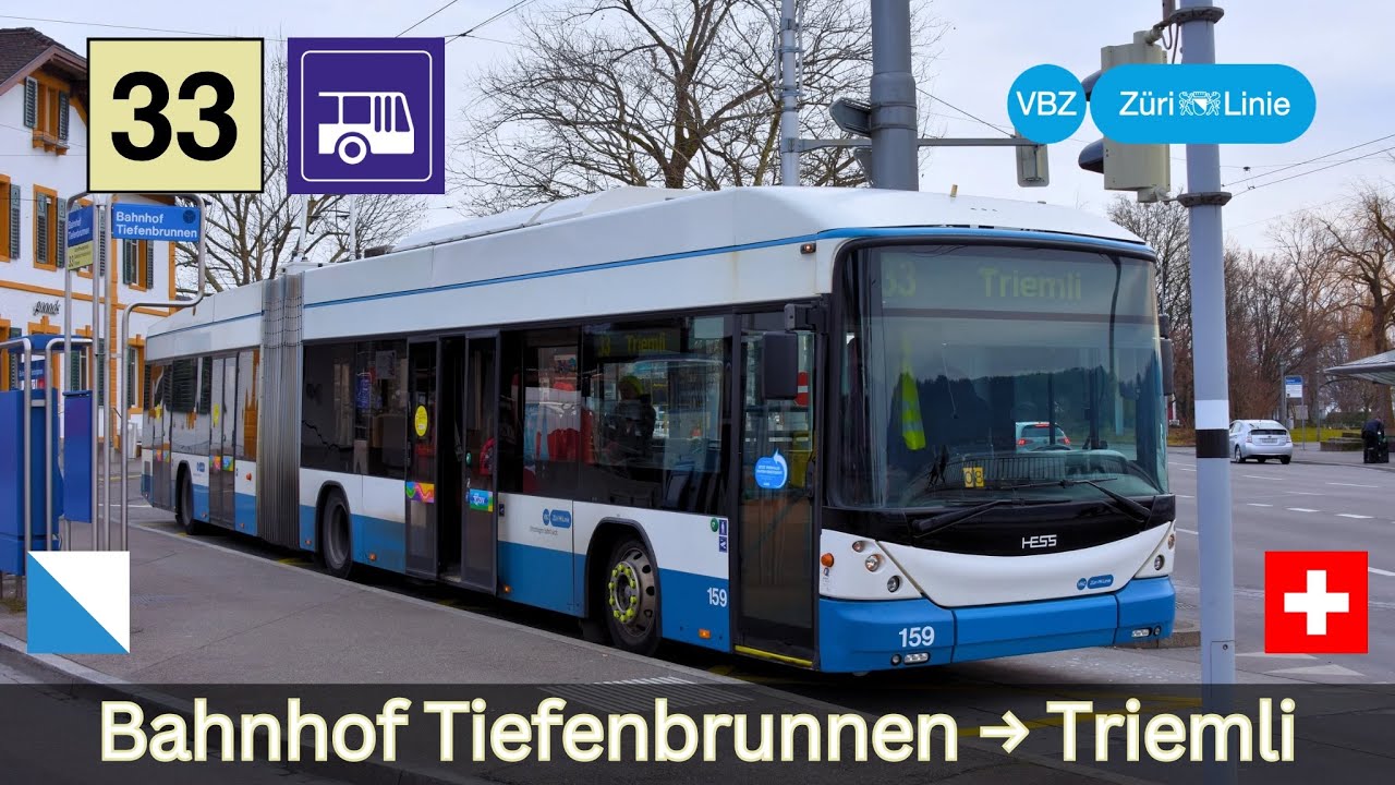 QUER DURCH ZÜRICH!:🇨🇭VBZ Buslinie 33 | Bahnhof Tiefenbrunnen → Triemli [4K]