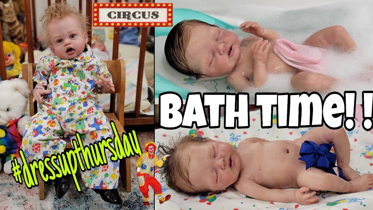 Bathing Silicone Baby Doll America| Getting Babies Ready for the Circus| Changing| Shopping Time