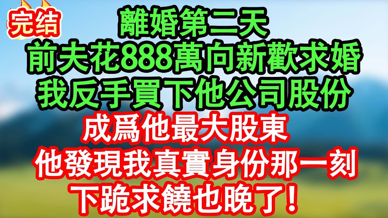離婚第二​​天，前夫花888萬包下全城最大的廣告螢幕向新歡求婚，我反手買下他公司30%的股份，成了他最大的股東！#情感故事#家庭故事 #晴天故事集 #深夜故事 #故事分享
