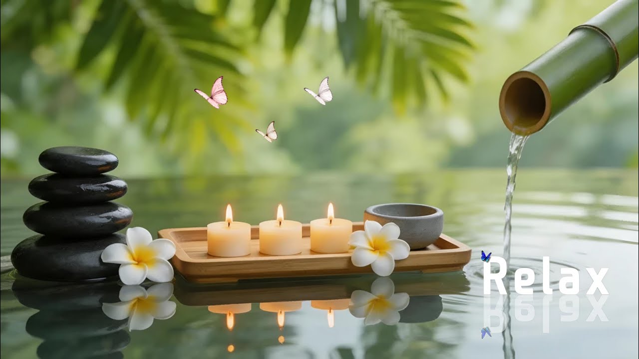 Relaxing Sleep Music with Bamboo Water Sounds 🌿Deep Sleep & Healing Music Anxiety Relief, Spa, Yoga