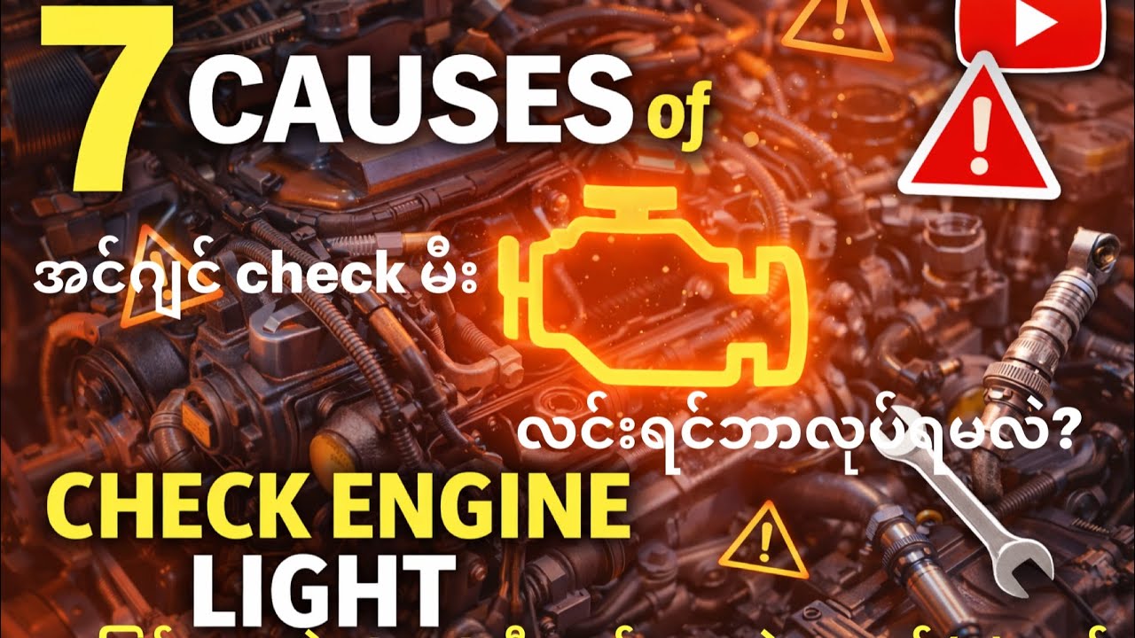 CHECK မီးလင်းစေတဲ့အချက်(၇)ချက်# CAUSES OF CHECK ENGINE LIGHT