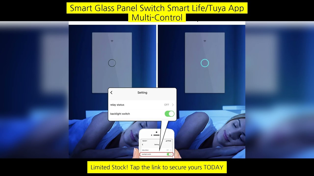 Smart Glass Panel Switch Smart Life/Tuya App Multi-Control Association, Voice